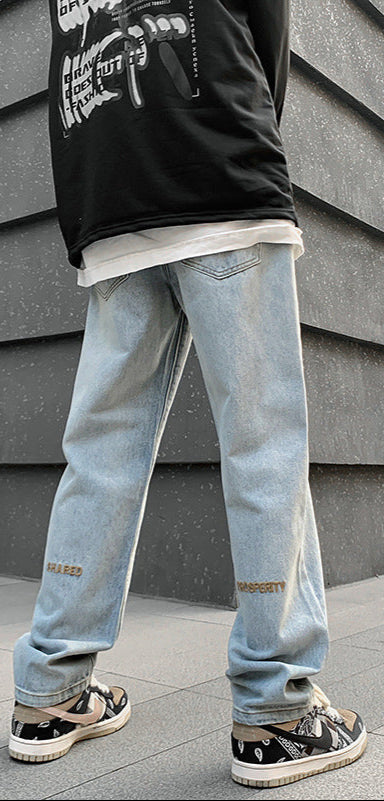 Loose Drawstring Straight jeans