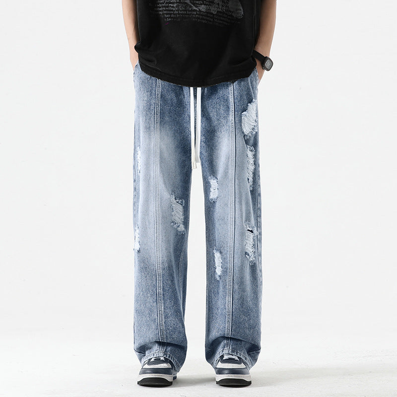 Loose Drawstring Straight jeans