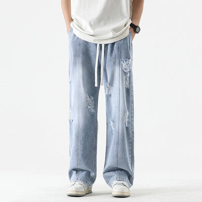 Loose Drawstring Straight jeans