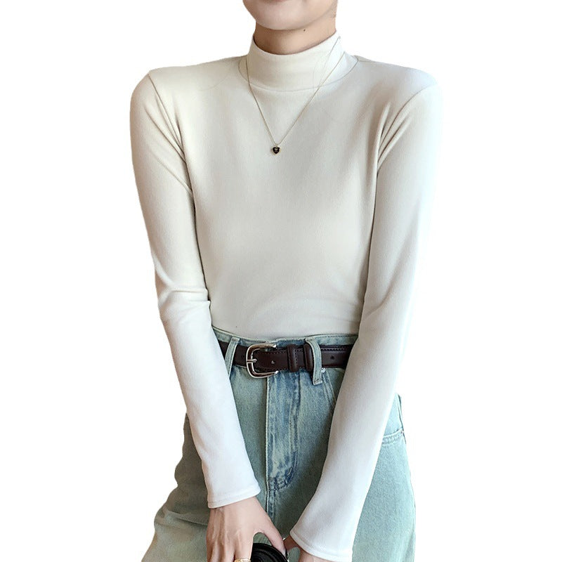 Half-high collar long sleeve top shirt