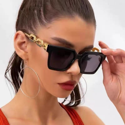 Large Frame Chain UV-proof Sunglasses