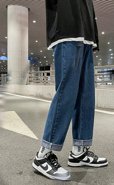 elastic loose wide leg jeans