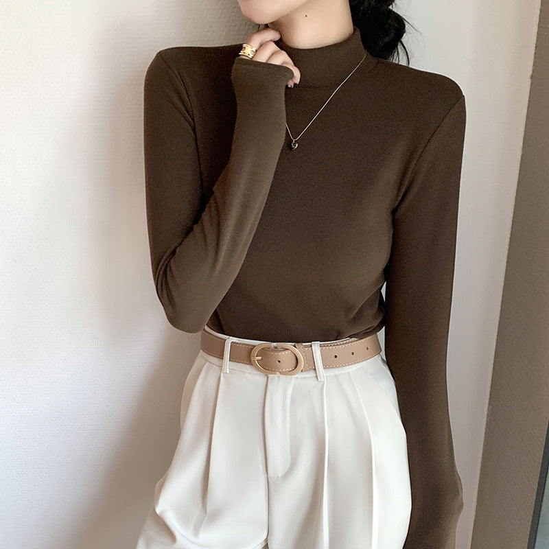 Half-high collar long sleeve top shirt