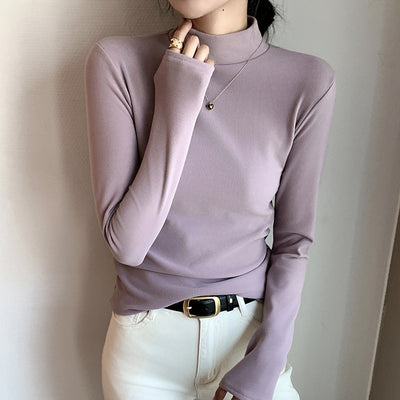 Half-high collar long sleeve top shirt