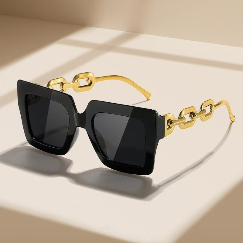 Large Frame Chain UV-proof Sunglasses