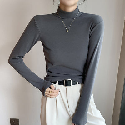 Half-high collar long sleeve top shirt